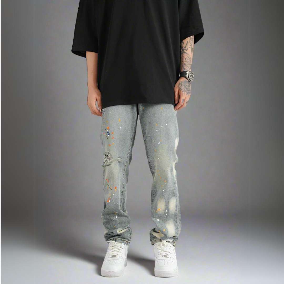 Ink Paint Straight Loose Jeans