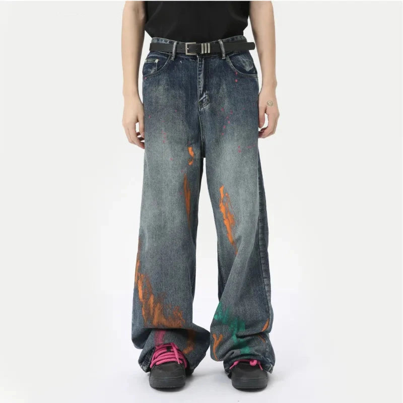 Graffiti Print Loose Fit Jeans