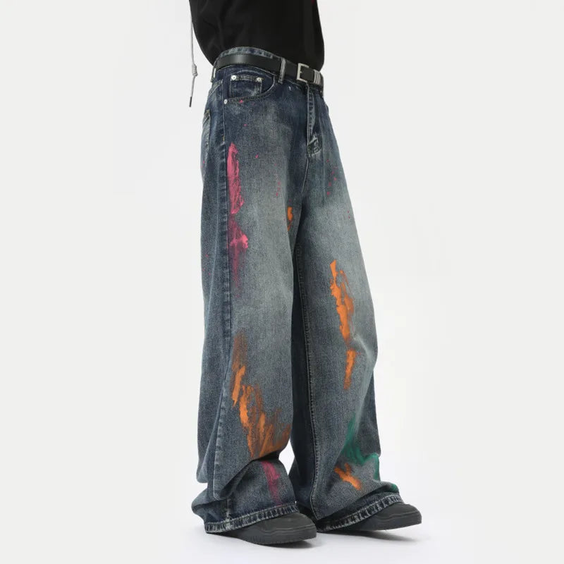 Graffiti Print Loose Fit Jeans