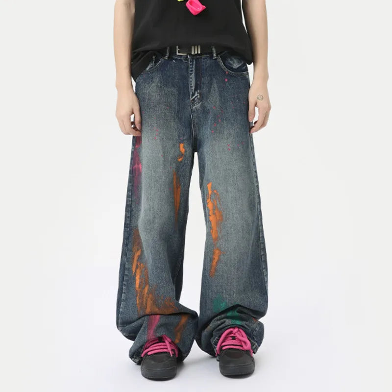 Graffiti Print Loose Fit Jeans