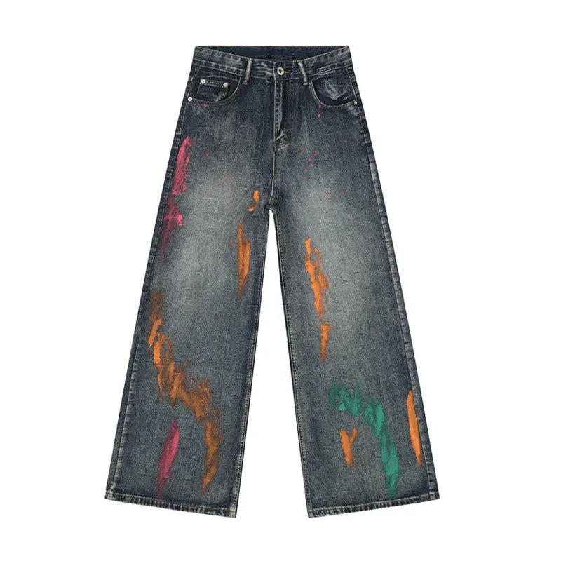 Graffiti Print Loose Fit Jeans