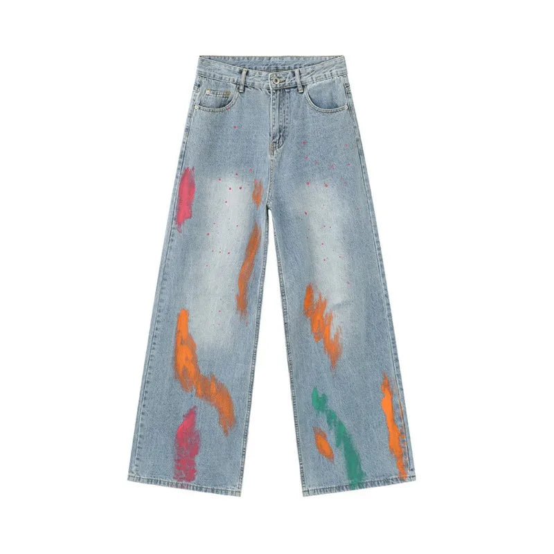 Graffiti Print Loose Fit Jeans